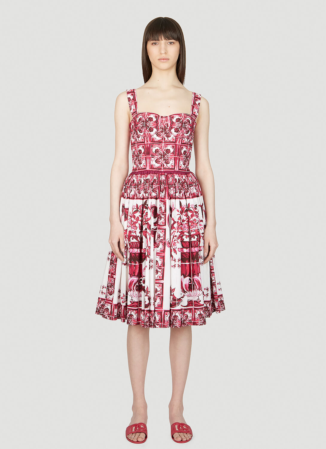 Dolce & Gabbana Women Majolica Print Dress In Pink