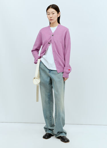 Comme Des Garçons PLAY Wool Knit Cardigan Purple cpl0356010