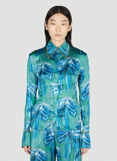 Acne Studios Bow Print Shirt Green acn0252028