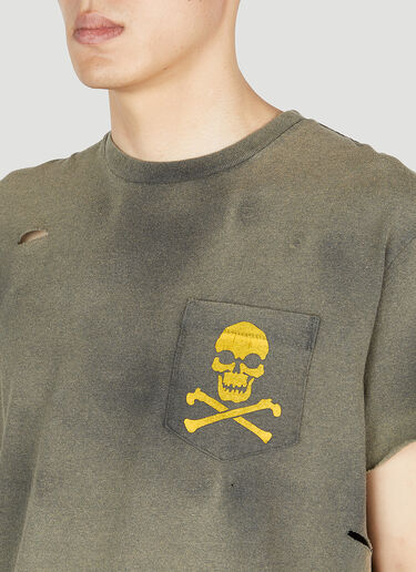 Gallery Dept. Distressed Skull Print T-Shirt Grey gdp0150030