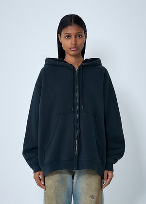 Acne Studios Zip-Up Hooded Sweatshirt Black acn0262028
