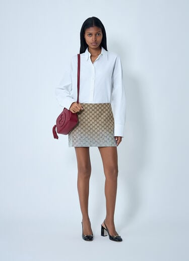 Embroidered GG Canvas Mini Skirt Gucci Embroidered GG Canvas Mini Skirt Camel guc0261092