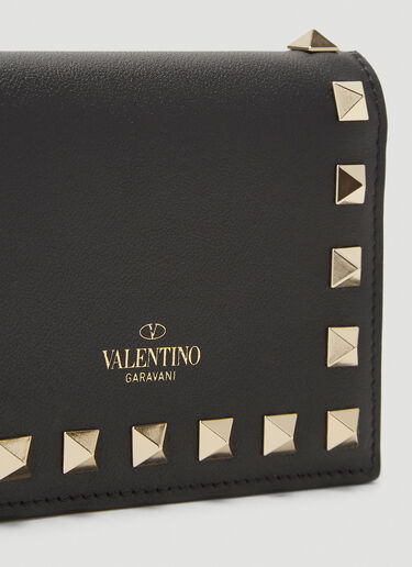 Valentino Rockstud French Flap Wallet Black val0240025