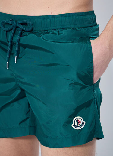 Moncler Logo Patch Swim Shorts Green mon0159043