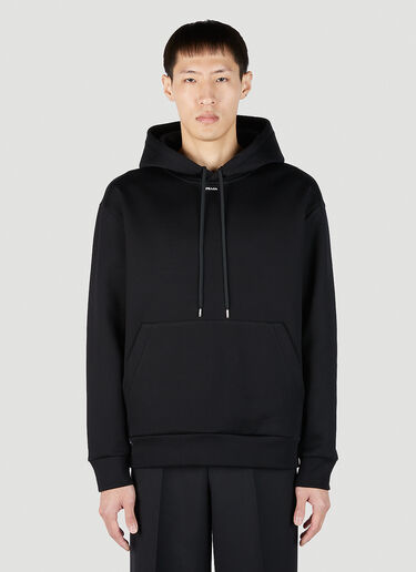Prada Logo Print Hooded Sweatshirt Black pra0152013