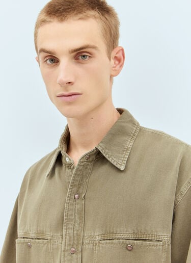 Lemaire Denim Shirt With Snaps Khaki lem0158008