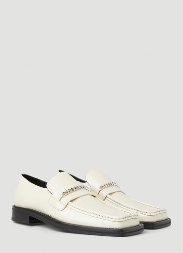 Martine Rose Square Toe Chain Loafers White mtr0147024