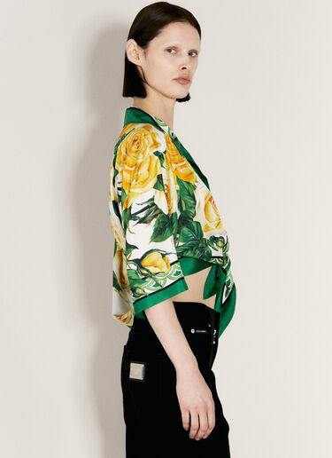 Dolce & Gabbana Cropped Silk Shirt Green dol0255014