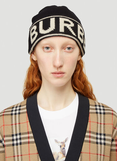 Burberry 로고 인타르시아 비니 햇 블랙 bur0346018