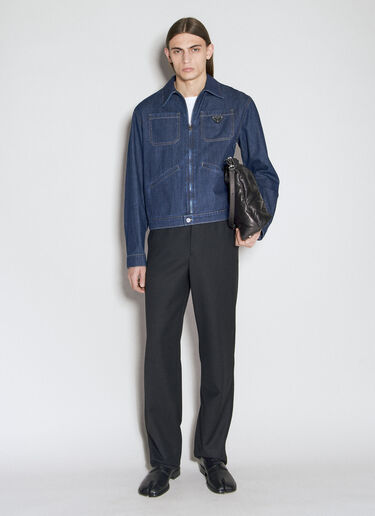 Logo Plaque Denim Jacket Prada Logo Plaque Denim Jacket Blue pra0156005
