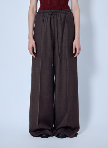 LN-CC® - Max Mara: Wide-Leg Drawstring Trousers - Dark Brown Max Mara Wide-Leg Drawstring Trousers Dark Brown max0266207