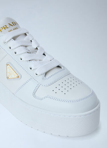 LN-CC® - Prada: Downtown Bold Leather Sneakers - White Prada Downtown Bold Leather Sneakers White pra0266012