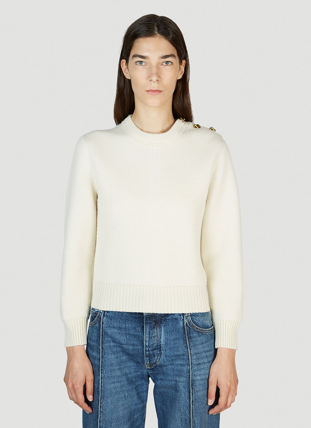 Bottega Veneta Knot Sweater in White LN CC