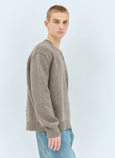 Maison Margiela Washed Wool V-Neck Sweater Grey mla0158005