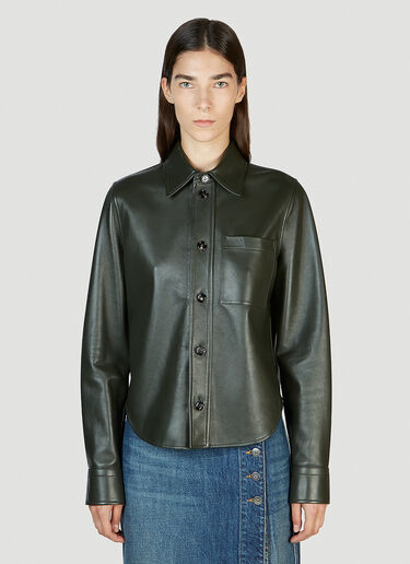 Bottega Veneta Classic Leather Shirt Dark Green bov0251114