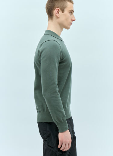 Stone Island Quarter-Zip-Up Knit Sweatshirt Green sto0156086