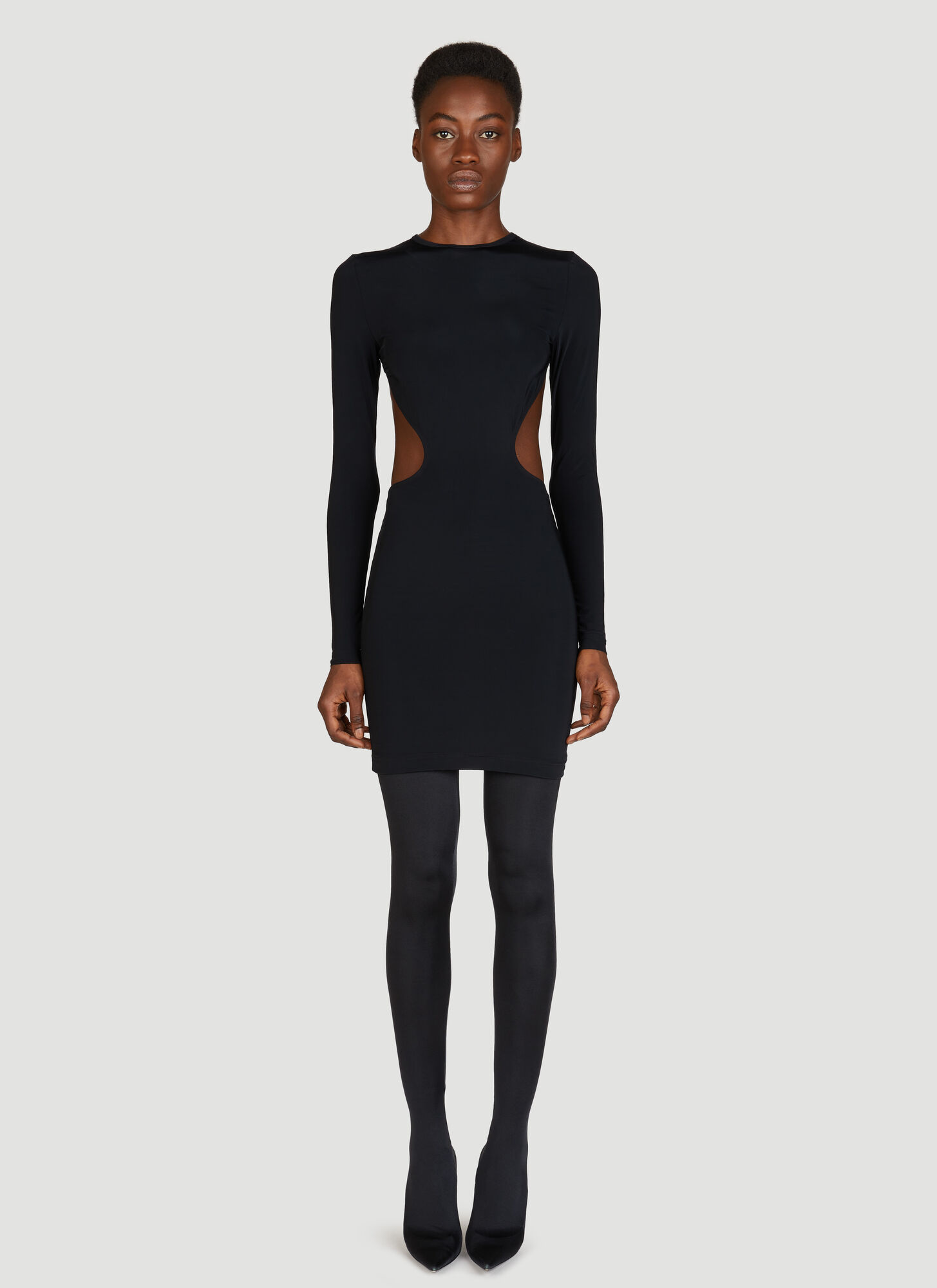 Balenciaga Cut-out Long-sleeved Minidress In Black