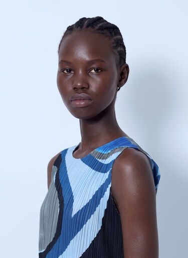 LN-CC® - Pleats Please Issey Miyake: Roll Pleated Midi Dress - Blue Pleats Please Issey Miyake Roll Pleated Midi Dress Blue plp0266005