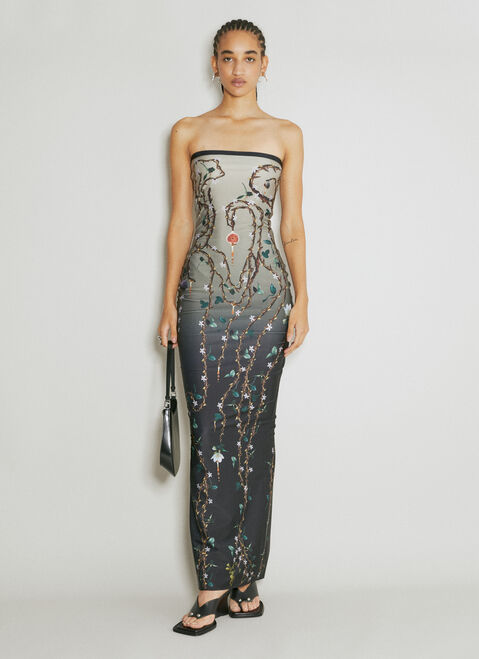 DI PETSA Fig Tree Print Maxi Dress Black dip0254006