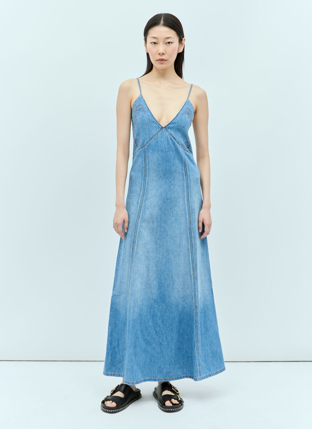 Shop Chloé Denim Maxi Dress In Blue