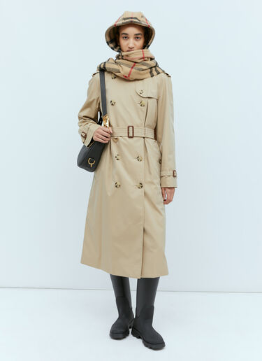 Burberry Check Wool Cashmere Hooded Scarf Beige bur0354001