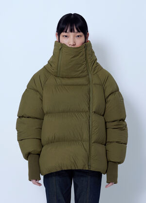 GANNI Future Nylon Quilt Puffer Jacket Olive gan0266013
