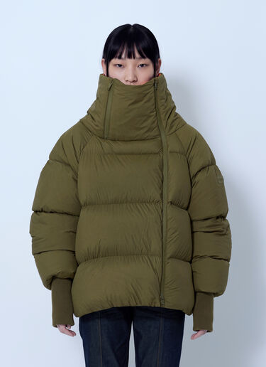 LN-CC® - GANNI: Future Nylon Quilt Puffer Jacket - Olive GANNI Future Nylon Quilt Puffer Jacket Olive gan0266013