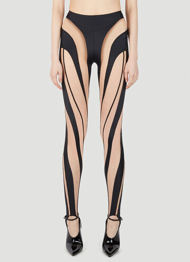 Mugler Contrast Cut Out Panel Leggings Black mug0251051
