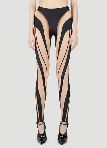 Mugler Contrast Cut Out Panel Leggings Black mug0251051