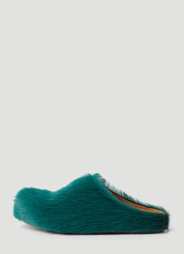 Marni 퍼스벳 헤어리 뮬 그린 mni0253044
