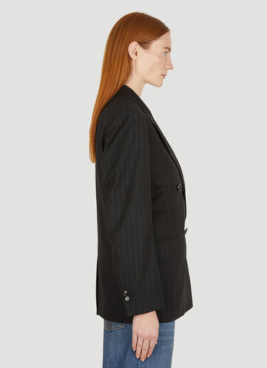더블 브레스티드 핀스트라이프 블레이저 Bottega Veneta 더블 브레스티드 핀스트라이프 블레이저 블랙 bov0251141