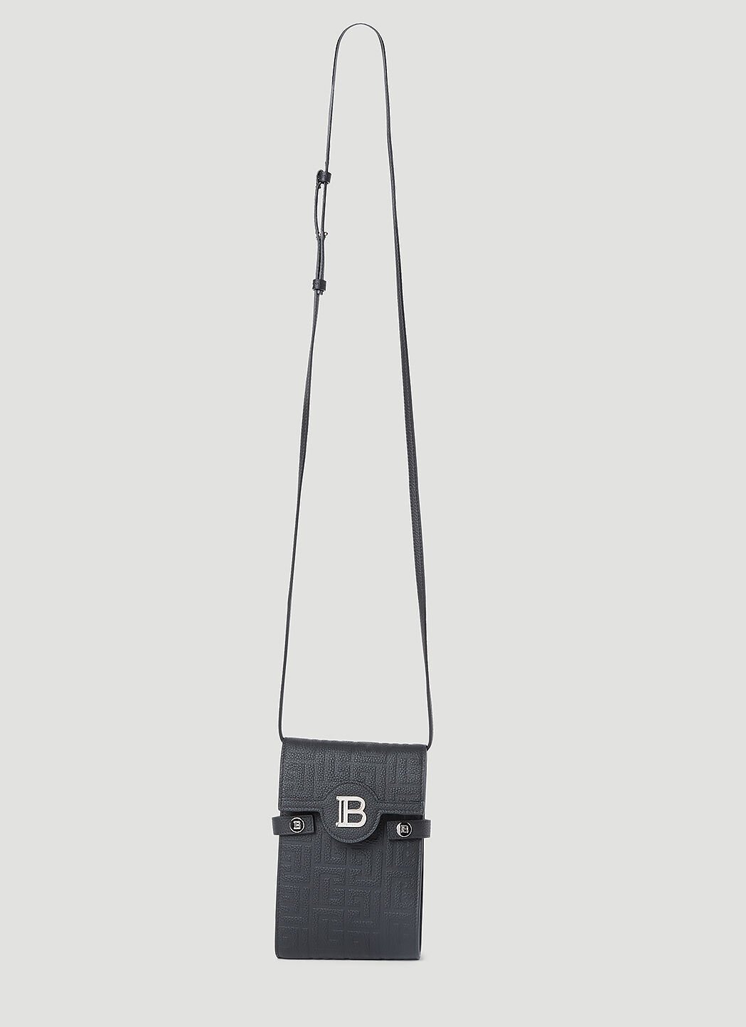 Balmain B-Buzz Leather Phone Pouch White bln0152008