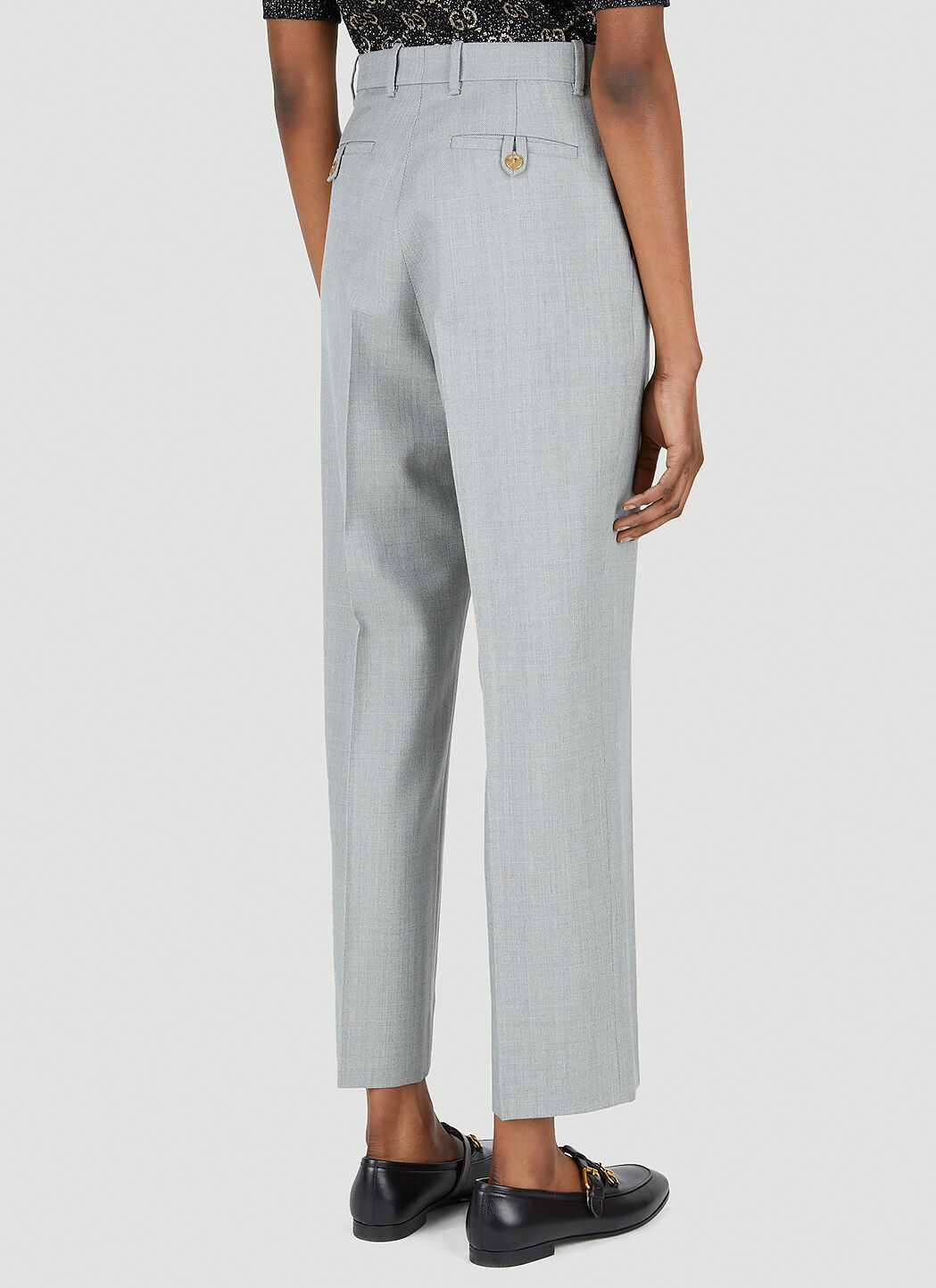 Grey flannel pants womens top