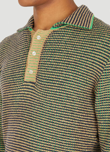 Eckhaus Latta Pixel Jacquard Grid Polo Shirt Green eck0147002