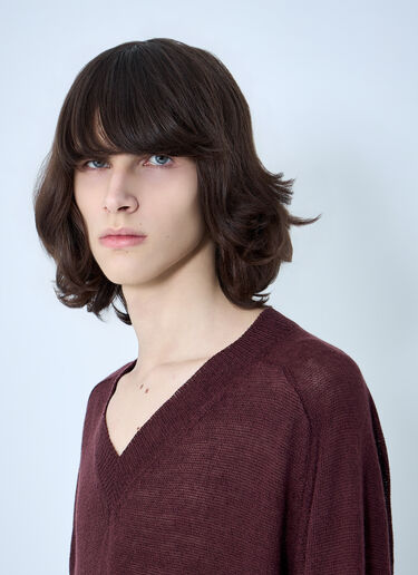 Our Legacy Rue V-Neck  Jumper Burgundy our0164027