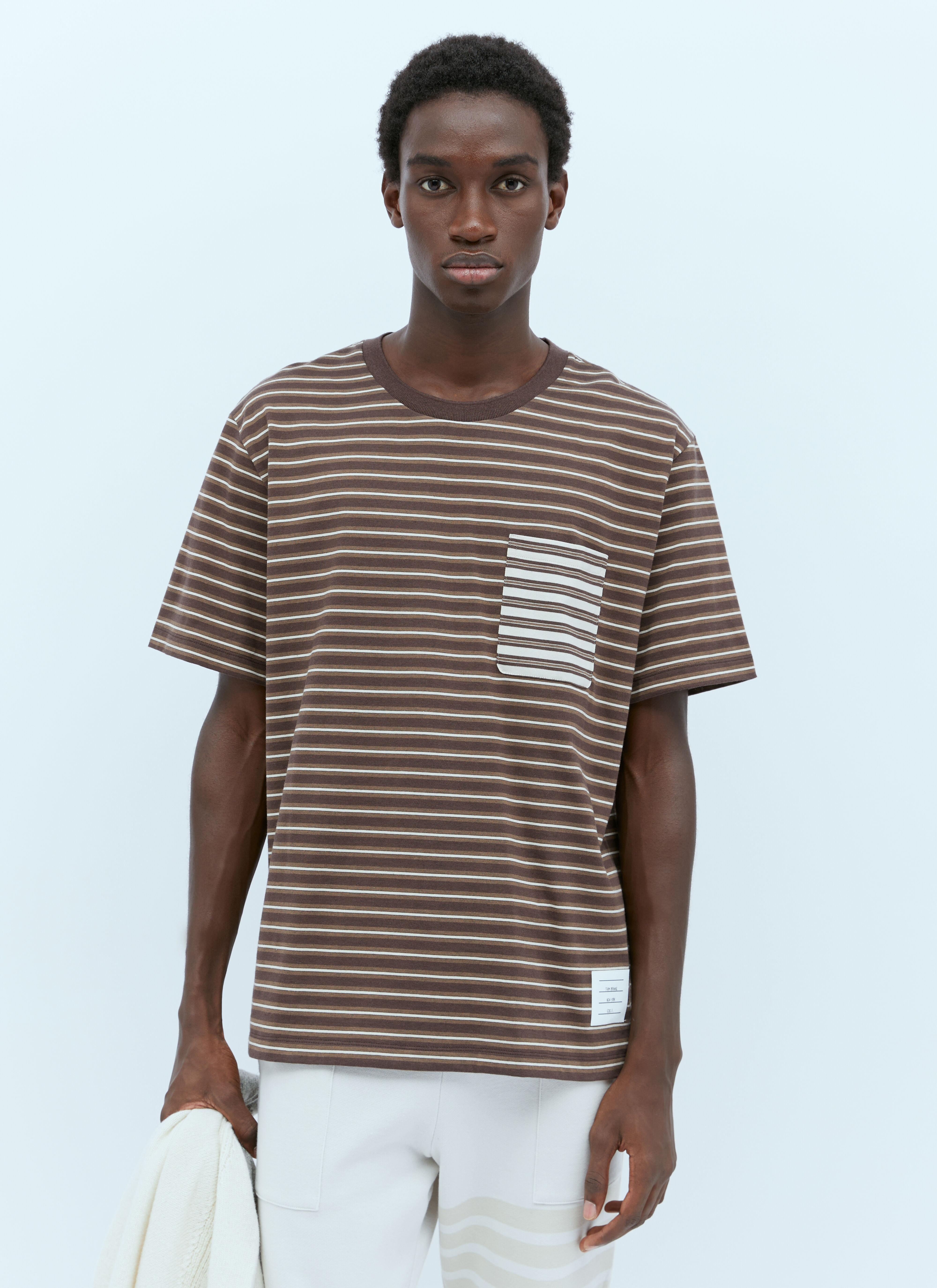 Thom Browne Logo Patch Stripe T-Shirt Black thb0153008