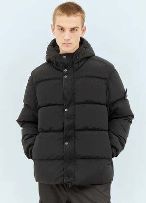 Stone Island Hooded Down Jacket Black sto0158024