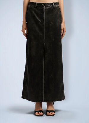 Palm Angels Curved Logo Coated Long Skirt Grey pma0262120