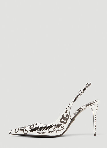 Dolce & Gabbana Logo Scribble Slingback Heels White dol0250023