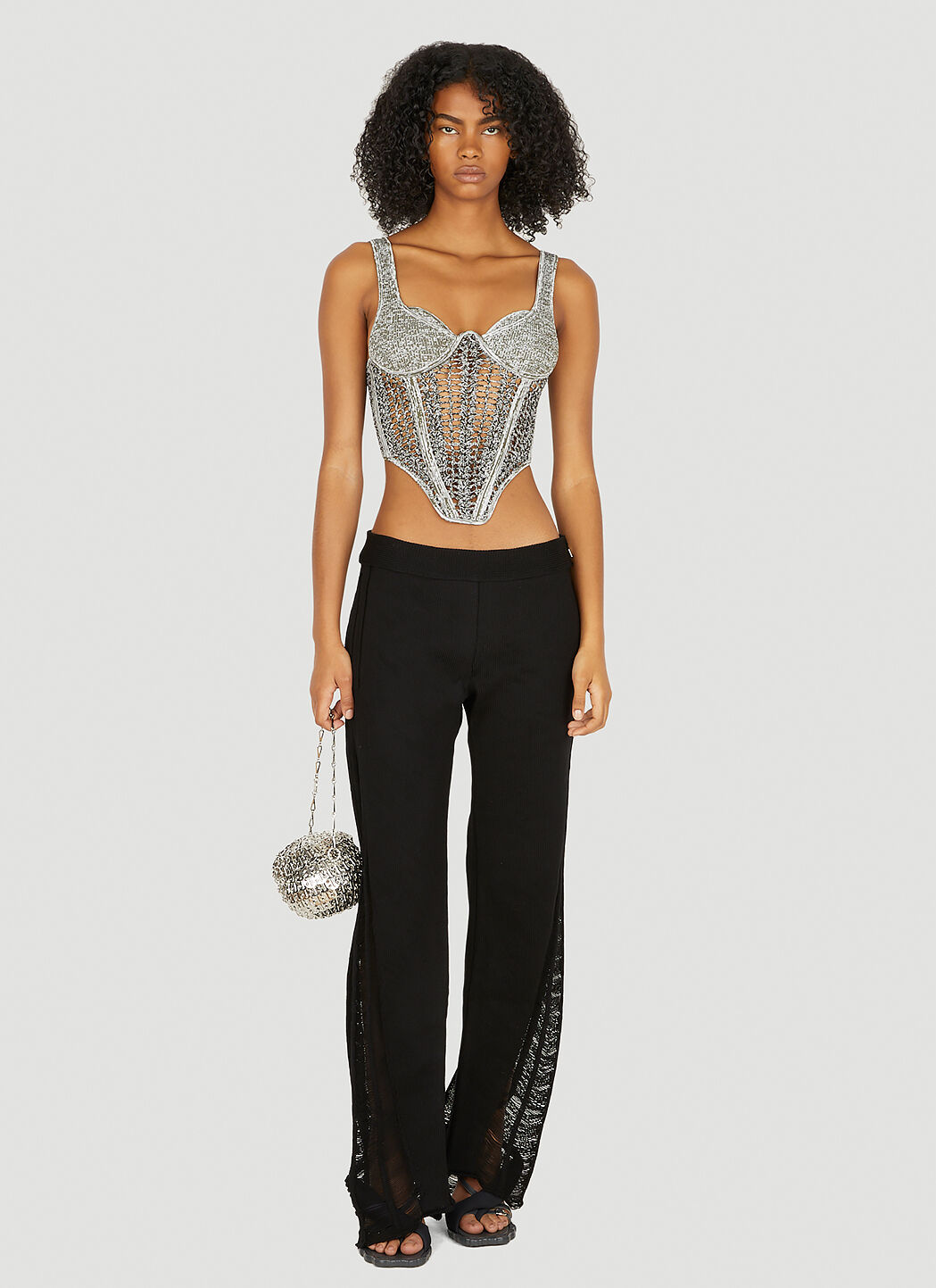 Grey crochet new arrivals top