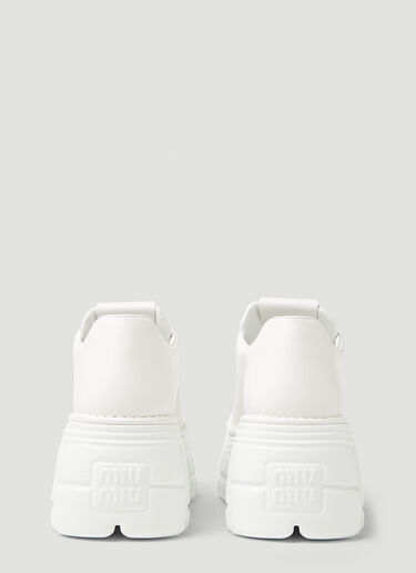 Miu Miu Lace-Up Platform Shoes White miu0247009
