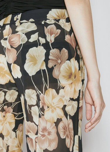 Semi-Sheer Floral Print Pants Saint Laurent Semi-Sheer Floral Print Pants Black sla0253012