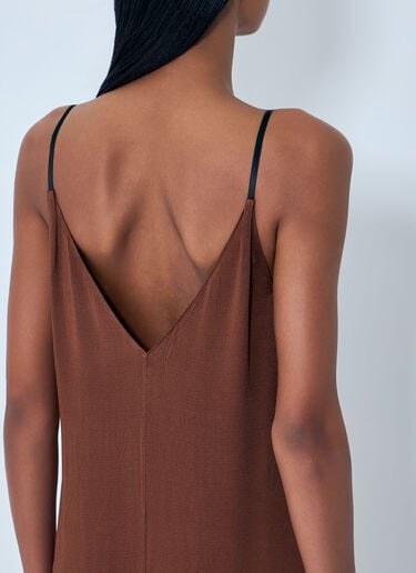 Prada Crepe Satin Midi Dress Brown pra0264002