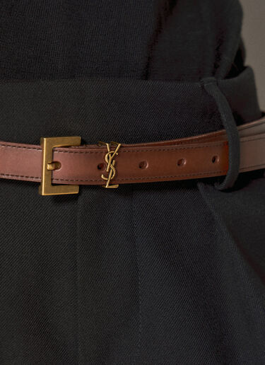 Saint Laurent Cassandre Thin Belt Brown sla0255063