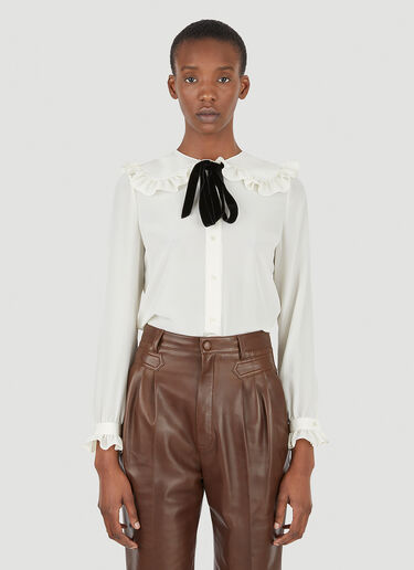 Saint Laurent Peter Pan Shirt White sla0245029