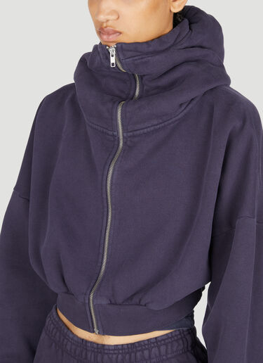 Entire Studios Cropped Hooded Zip-Up Sweatshirt Navy ent0253007