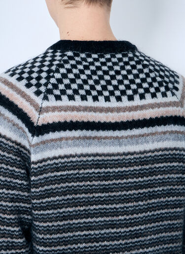 NÒMARYTHM TEXTILE Checker And Striped Sweater Grey nma0158002