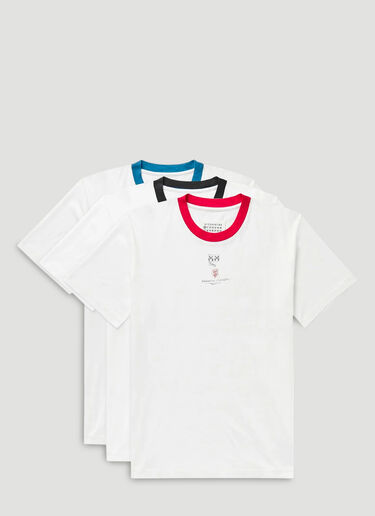 Maison Margiela 3 Pack Contrast Crewneck T-Shirt Beige mla0143014