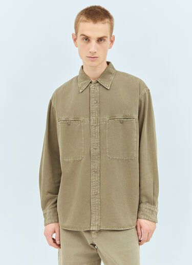 Lemaire Denim Shirt With Snaps Khaki lem0158008