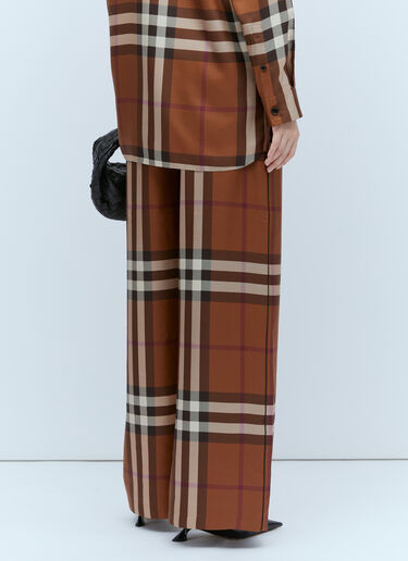 Burberry Check Silk Wide Leg Pants Brown bur0253031